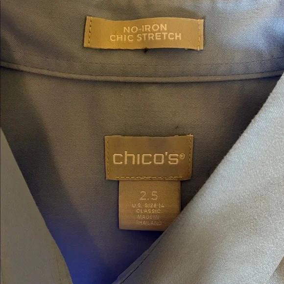 Chicos 3/4 sleeve no iron 2.5 French blue Button-Up Shirt - Picture 2 of 6